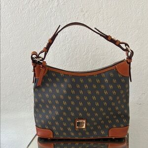 Dooney & Bourke Black and Brown Monogram Shoulder Bag